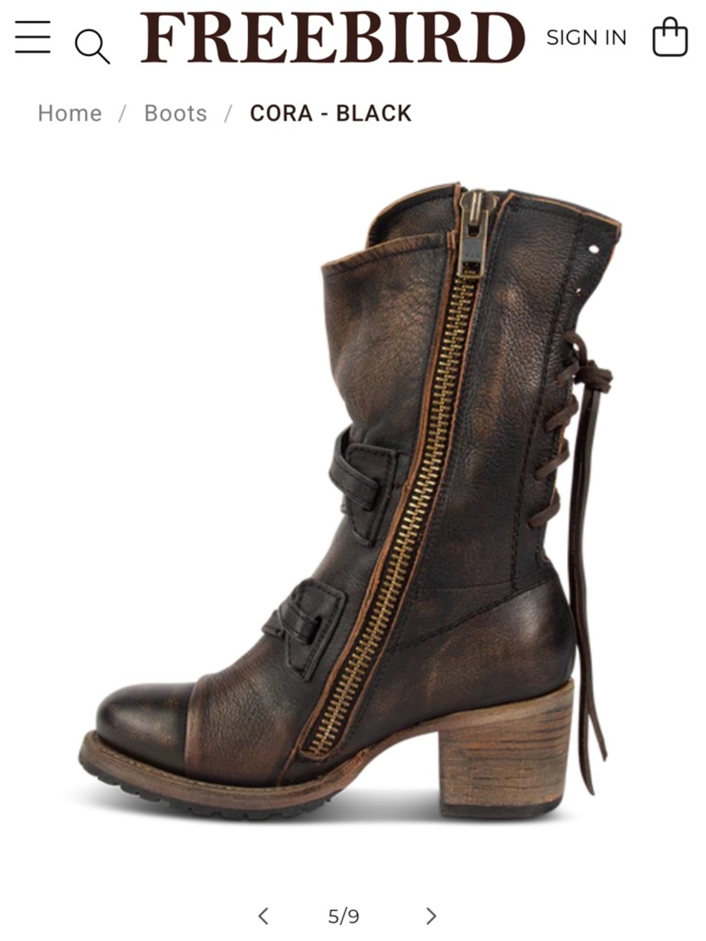 FREEBIRD Cora in Distressed Black Size 6 EUC - Picture 5 of 11